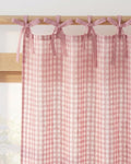NICETOWN Rose Pink Plaid Curtains for Nursery, Tie Top Bow Knot Checkered Girls Room Window Treatments, Coquette Room Decor Semi Sheer Light Filtering Living Room Drapes, W52 x L84, 2 Panels