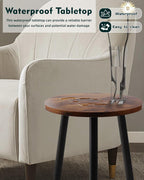 16 Inch Round Wood Walut End Table, Small Stable Side Table for Nightstand Living Room Bedroom Sofa Couch Corner, 2pcs