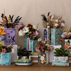 Steel Mill & Co Original Triple Book-Shaped Decorative Vase, Tiered Ceramic Bookshelf Decor, Unique Flower Holder for Book Lovers, Grimm's Fairy Tales