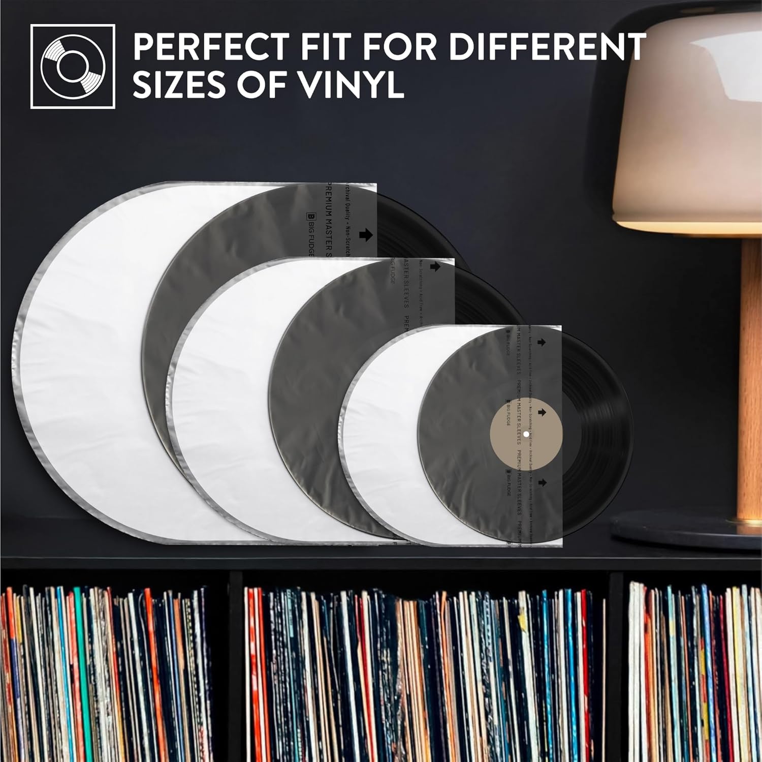 Big Fudge Vinyl Premium 10-Inch Round Bottom Inner Vinyl Sleeves - Anti Static Rice Paper for Dust-Free Records - Covers for Vinyl Record Storage & Vinyl Accessories - 50pcs Pack