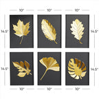 Deco 79 Metal Leaf Wall Decor, Set of 6 10"W, 15"H, Black