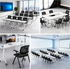 Folding Office Chair with Cushion, Stackable Chair with Breathable Mesh Back for Conference Guest Reception, Seminar Training Classroom