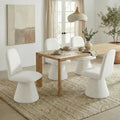 KISLOT Swivel Dining Chairs Set of 4, Modern Upholstered Dining Chair Mid Century Kitchen Chairs with Wave Shaped High Back, 360 Degree Rotating Vanity Chair for Dining Room, Bedroom, Farmhouse, Beige