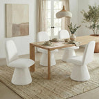 KISLOT Swivel Dining Chairs Set of 4, Modern Upholstered Dining Chair Mid Century Kitchen Chairs with Wave Shaped High Back, 360 Degree Rotating Vanity Chair for Dining Room, Bedroom, Farmhouse, Beige