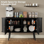 Furniouse 54.4''W Buffet Cabinet with Storage Fluted Sideboard Cabinet with Doors & 4 Shelf Storage for Living Room, Hallway, Kitchen, Black