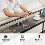 VECELO Narrow Sofa Table with Outlets & USB Ports, Industrial-Style Behind-Couch Table for Entryway, Hallway, Living Room, Bedroom, 55 Inch, Grey Oak