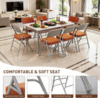 BOOSDEN Thick Padded Folding Chairs, Single Upholstered Foldable Chair, Comfortable Metal Chairs, Folding Chair with Fabric Cushion, Stackable Fold Up Chair for Kitchen Office Wedding Party (Tawny)