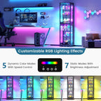 Dystler Display Cabinet with Glass Doors, 6 Tier RGB Lights Curio Cabinet | Adjustable Shelves, Human Sensor Lighting, Modern LED Display Case for Collectibles, Black