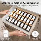 EDELHAUS® Square Spice Jars with Bamboo Wooden Lid (Pack of 36) Spice Jars with Shaker Insert and 240 Labels - Bamboo Lid Glass Container for Spice Organisation [4.3 in × 1.8 in]