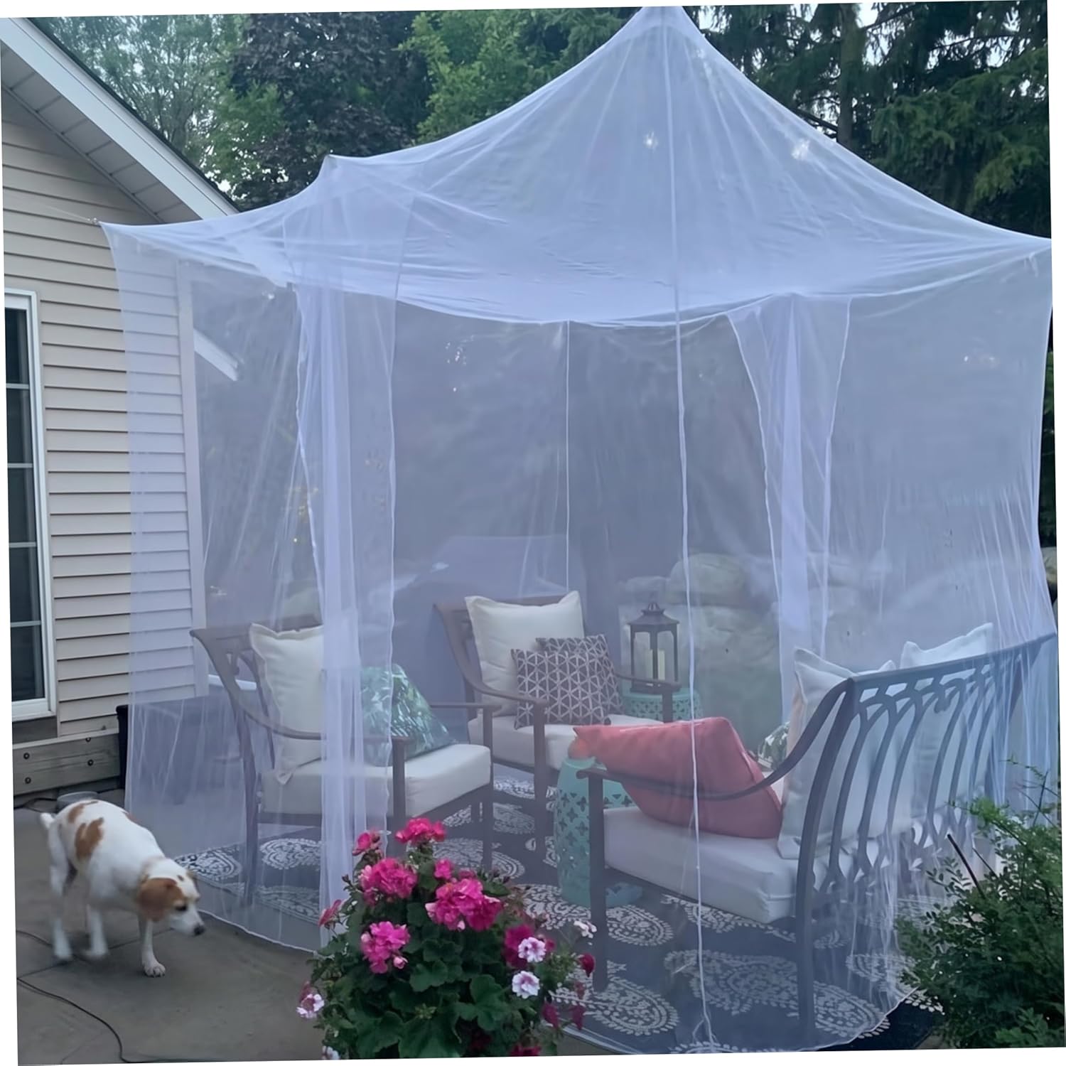 61x79x79 Inch Spacious Mesh Bed Curtain Canopy, Quick Setup Bed Drapes for Home Dorm Outdoor, Mosquito Net, Canopy, White