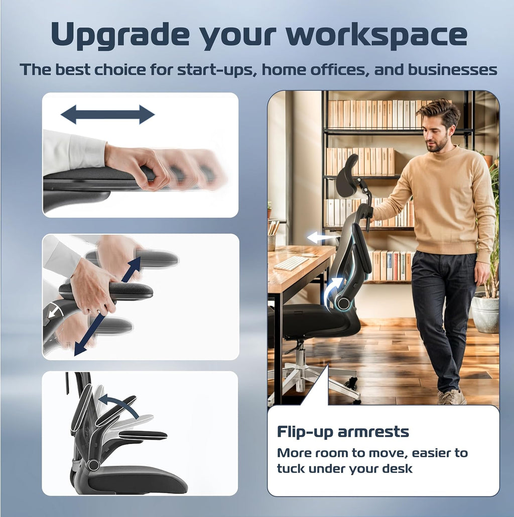 SmartSeat Ergonomic Office Chair Comfy [#1 in Tests] Ergonomic Chair with Breathable Mesh Back | Computer Chair with wheels | Home Office Desk Chair with 3D Headrest | Swivel Chair for 330 lbs