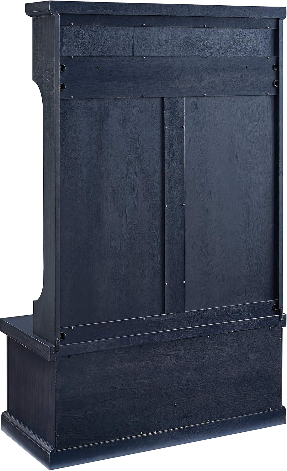 Crosley Seaside Hall Tree Entryway Bench Coat Rack Shoe Cabinet and Kitchen Pantry Cabinet Distressed Navy