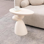 Lucky Stone End Table, Fiberglass Side Table, Modern Minimalist Corner Table, Coffee Table with Decoration, Home Decor for Living Room, Bedroom, Guestroom (Milk White)