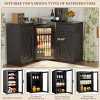 Coffee Bar Cabinet with Fridge Space, Corner Bar Cabinet with Fridge Space, L-Shaped Liquor Wine Cabinet for Home, Mini Fridge Cabinet with Storage for Dining Room, Living Room