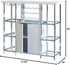 Coaster Home Furnishings - Gallimore - Wood & Metal - 2-Door Bar Cabinet with Bottle Rack, Stemware Rack and Built-in Power Outlet - Dining Room & Home Bar - White - 182757
