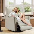 IDEALHOUSE Swivel Rocking Nursery Recliner Chair Rocker Recliner Glider Deep Seat PU Leather Sofa Chair with high Backrest for Nursery, Living Room, Bedroom & Home Movie Theater (White)