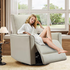 IDEALHOUSE Swivel Rocking Nursery Recliner Chair Rocker Recliner Glider Deep Seat PU Leather Sofa Chair with high Backrest for Nursery, Living Room, Bedroom & Home Movie Theater (White)