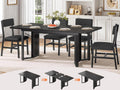 Itaar 5-Piece Dining Table Set for 4-6 People, 63" Extendable Kitchen Table and 4 Cushion Chairs, Dining Room Table with MDF Board & Metal Frame for Small Space, Easy Clean, Black