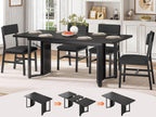 Itaar 5-Piece Dining Table Set for 4-6 People, 63" Extendable Kitchen Table and 4 Cushion Chairs, Dining Room Table with MDF Board & Metal Frame for Small Space, Easy Clean, Black