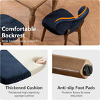 YOUNIKE Dining Chairs Set of 6 Mid Century Modern Kitchen Chair with Back Boucle Fabric Upholstered Armless Chair 20" Wide Padded Seat with Wooden Legs for Kitchen Dining Living Room Bedroom Navy Blue