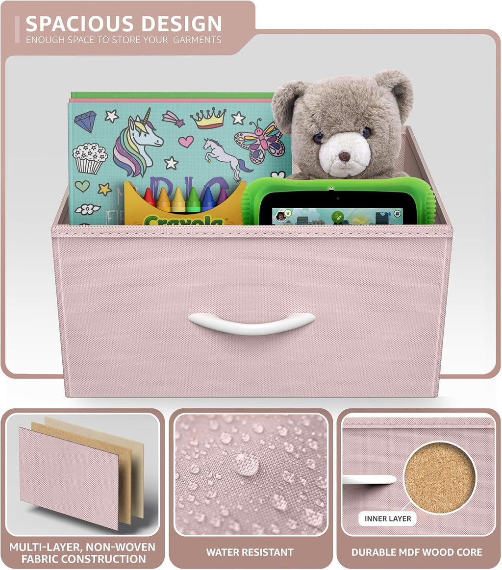 Sorbus Dresser with 6 Drawers - Furniture Storage Tower Unit for Bedroom, Hallway, Closet, Office Organization - Steel Frame, Wood Top, Easy Pull Fabric Bins (6-Drawer, Pastel Pink)