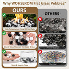 1LB Mixed Glass Beads White, Clear & Black, 0.6"-0.8" Flat Glass Marbles for Vases - Decorative Stones Vase Filler, Fish Tank Rocks, Aquarium Decor, Modern Gems for Centerpieces & DIY Crafts