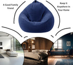 ENBAOHUI Bean Bag Chairs with Memory Foam Chairs for Kids Teens Toddler Faux Fur Sofa Chair with Handle Navy Blue