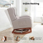 Nursery Rocking Chair，Rocking Chair with Foot Rest,Nursery Rocker Comfy Glider Nursing Chair with Back Pillow for Living Room,Bedroom,Linen Light Grey