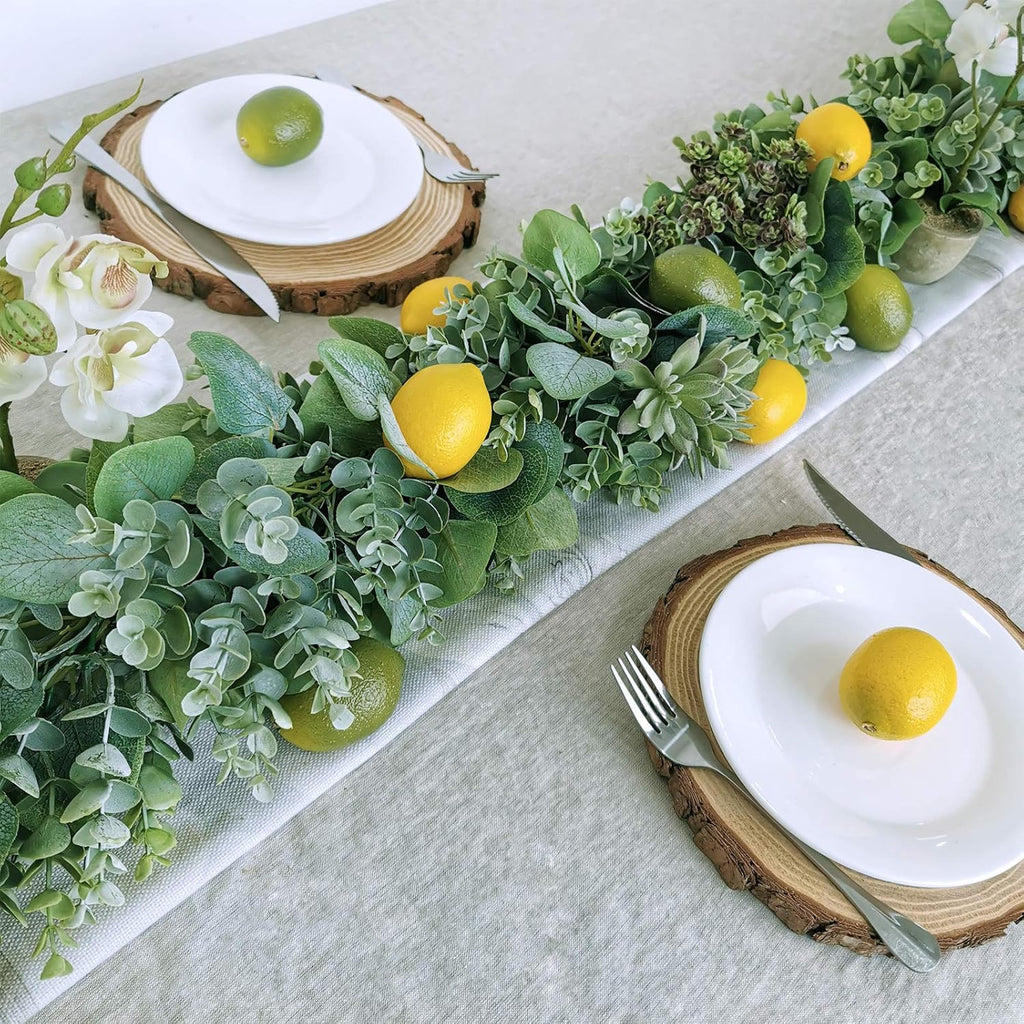 Winlyn 28 Pcs Fake Lemon Artificial Fruits Vivid Green and Yellow Lemon Mixed Set Lifelike Simulation Fruit for Home House Kitchen Party Decoration