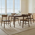 CHITA Soild Wood Dining Chairs Set of 4, Mid Century Modern Walnut Wood Kitchen Chairs with Curved Backrest, Dining Room Chair for Kitchen, Restaurant