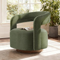 KISLOT, Swivel Accent Chair, Modern Arm Chair with Wooden Base, Green | Upholstered Barrel Chair with Open Back Design, Living Room Bedroom Reading Waitingroom