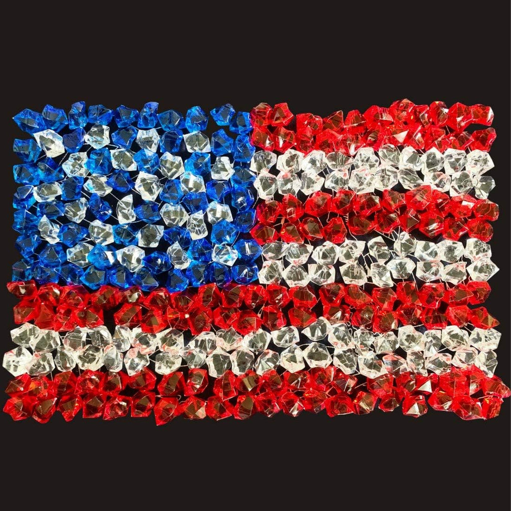 PMLAND Clear Fake Ice Rocks – 550Pcs Large Acrylic Gems Crushed Plastic Diamonds, Red White Blue (3Lbs/2.25 Quarts) – Bulk Vase Filler for Centerpieces Patriotic Theme Décor Aquarium Table Scatter