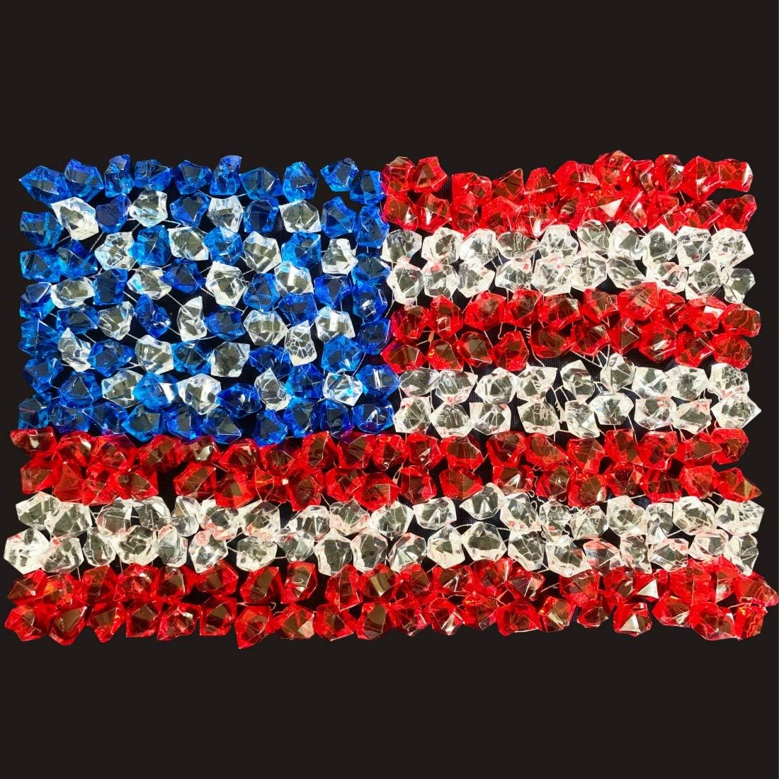 PMLAND Clear Fake Ice Rocks – 550Pcs Large Acrylic Gems Crushed Plastic Diamonds, Red White Blue (3Lbs/2.25 Quarts) – Bulk Vase Filler for Centerpieces Patriotic Theme Décor Aquarium Table Scatter