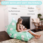 Butterfly Craze Kids Bean Bag Chair Cover - Zippered Plush Toy Organizer & Stuffed Animal Storage - Cozy Floor Lounger & Bean Bag Chairs for Kids - Aqua Polka Dots, 50 x 30 x 35 in