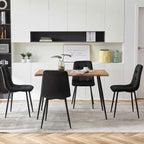 Rectangular Dining Table Set with Upholstered Chairs - Modern Kitchen Table and Chairs Set of 4 for Small Spaces - Black