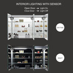 Blossom 48 Inch LED Medicine Cabinet - Large Bathroom Mirror with Storage & Lights, Anti-Fog, CRI 90+ Studio Glow, Anodized Aluminum, Recessed Vanity Cabinet, Modern Bathroom Storage Luxury