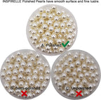 INSPIRELLE 1100pcs 8mm Ivory Polished ABS Undrilled Art Faux Pearls for Vase Fillers, No Hole Makeup Beads to Hold Brush Lipstick, Imitation Round Pearl Beads for Table Scatter Home Wedding Decoration