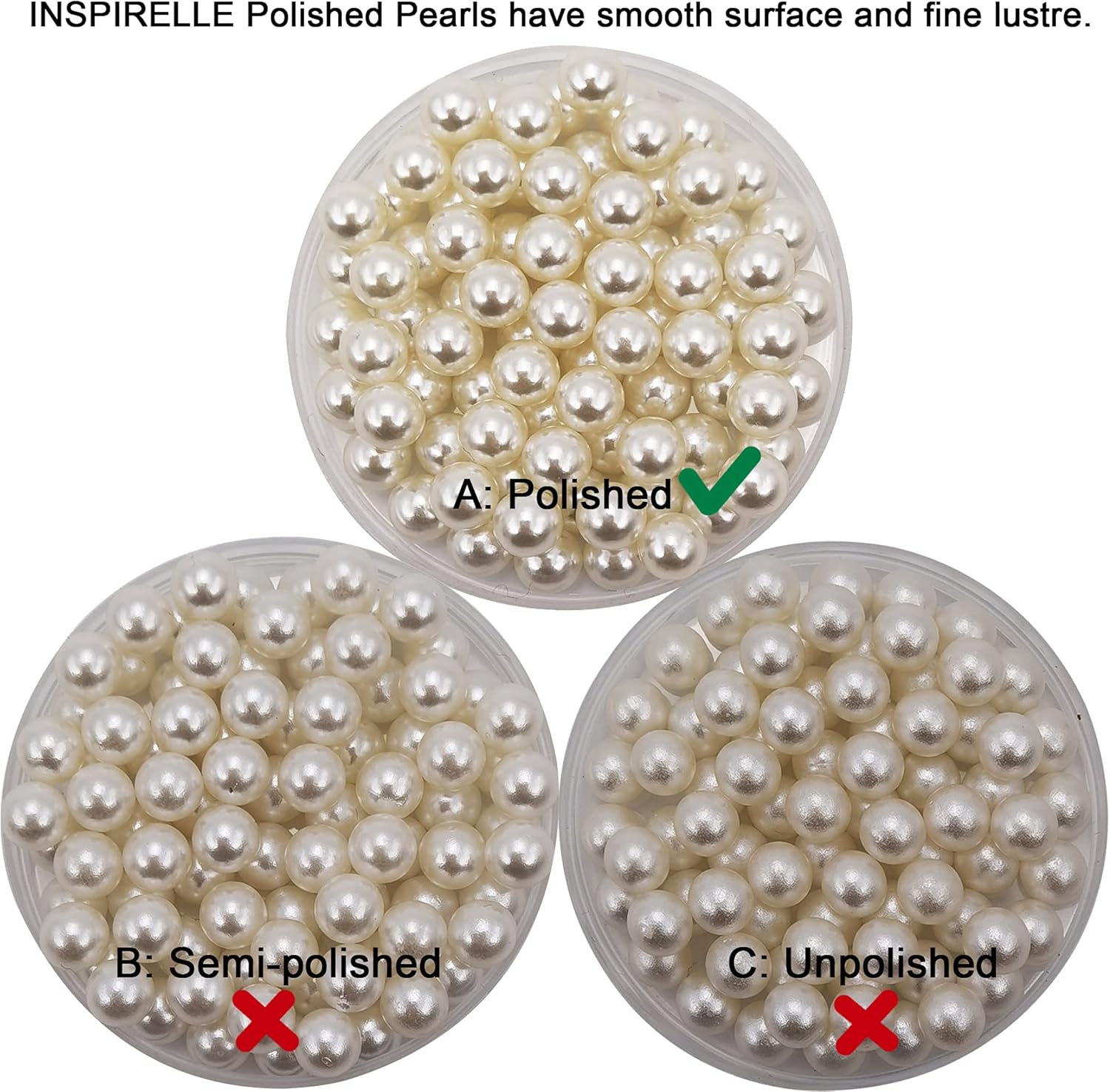 INSPIRELLE 1100pcs 8mm Ivory Polished ABS Undrilled Art Faux Pearls for Vase Fillers, No Hole Makeup Beads to Hold Brush Lipstick, Imitation Round Pearl Beads for Table Scatter Home Wedding Decoration