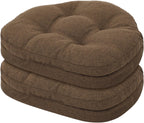 baibu Kitchen Chair Cushions Set of 2, Dual-Layer Patented Design Memory Foam Windsor Seat Pads, Dining Chair Cushions with Ties & Washable Cover, 17x 15.5 x 3.5in, 2 Pack, Brown