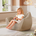 Toddler Bean Bag Chair, Stuffed Kids Bean Bag Sofa with Filler Corduroy Bean Bag Seat for Kids, Small Comfy Lazy Sofa Lounge Chair with Armrests and Back Support for Gaming, Reading, Beige