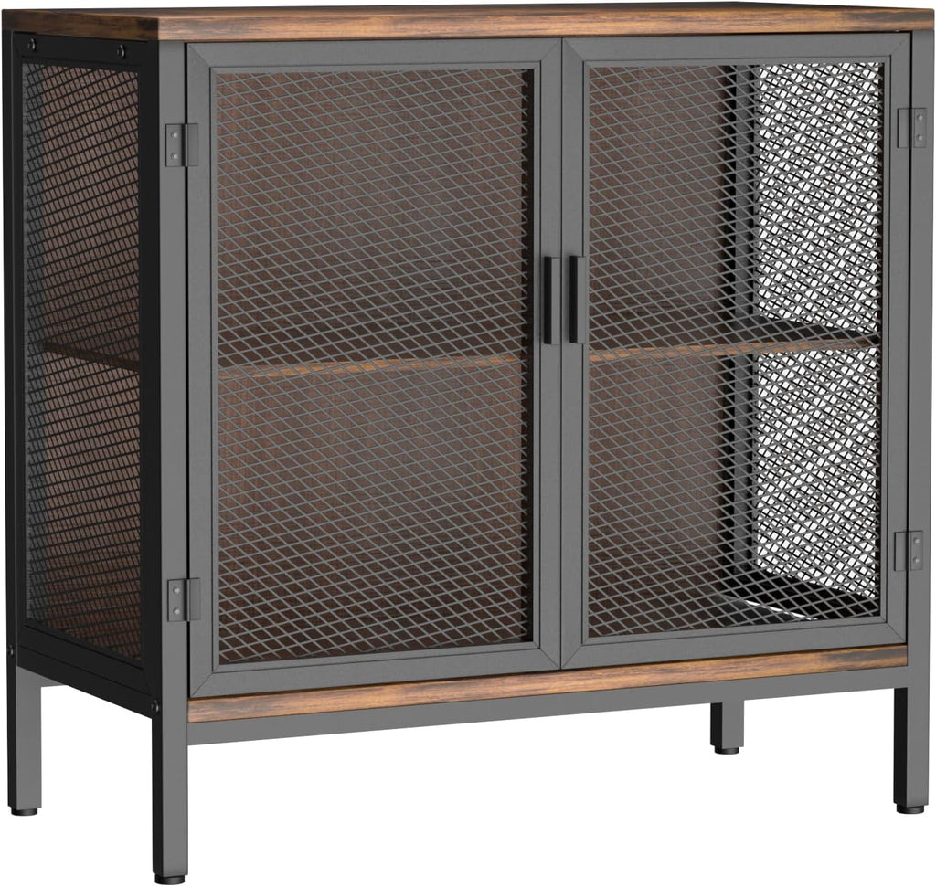 Soywey Storage Sideboard,Small Home Wine Cabinet Bar for Liquor and Wine, Coffee Bar Cabinet with Storage, Farmhouse Dining Sideboard for Kitchen and Dining Room (31.4 Inch, Rustic Brown)