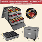 Lukeline Christmas Ornament Storage Box with Wheels, Stackable Christmas Ornament Organizer with 3 Drawer Trays, Openable Ornament Organizer for Storing Decorations, Portable Christmas Ball Box