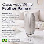 Ca D Oro Glass Vase White Feather Pattern Hand Blown Murano-Style Art Glass - Model 54 MS