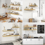 RICHFOCUS 36Inch Floating Shelves for Wall 2 Pack Shelves for Bedroom|Kitchen|Bathroom Wall Mounted Rustic Wood Floating Shelf with Invisible Brackets for Books|Storage|Decor, Oak