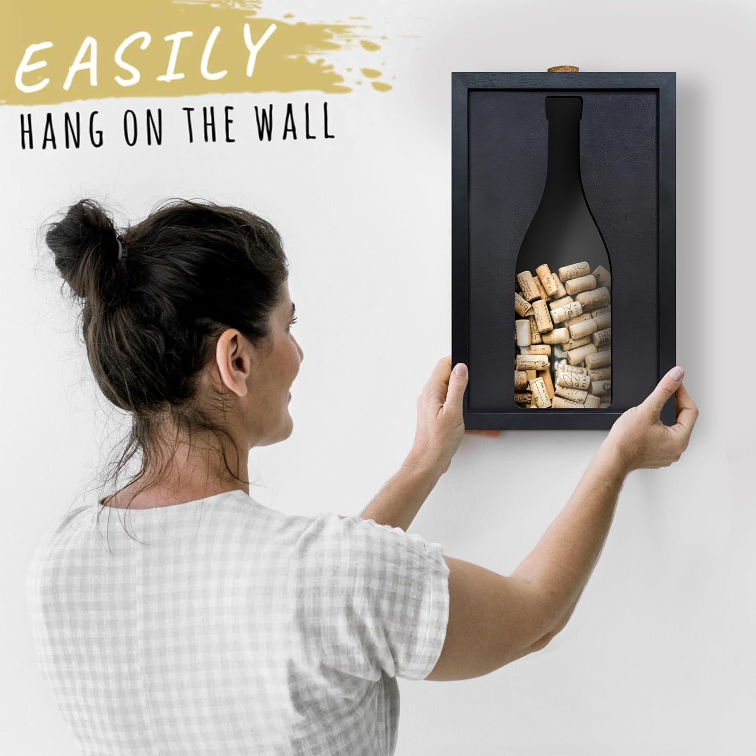flinelife Wooden Wine Cork Holder, 13x8, Wine Cork Collector Shadow Box - Perfect for Wine Lover Gift