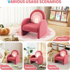 JOYMOR Kids Sofa, Toddler Armchair with Full Teddy Fleece Coverage, Ultra-Soft & Plush, Sturdy Base for Boys and Girls, Red