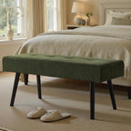 Comfy to go Entryway Bench - Green Bench for Bedroom, Modern Ottoman End of Bed, Corduroy Padded Benches for Living Room, Foyer, Mudroom, Hallway - 39" L x 14" W x 17" H