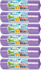 Bottari 60 Sacchi Immondizia 110L 70 x 110 cm with Laccetti di Chiusura, Viola, Raccolta Differenziata Secco, Sacchi per Spazzatura Resistenti e Riciclati, 6 Rotoli da 10 Pezzi