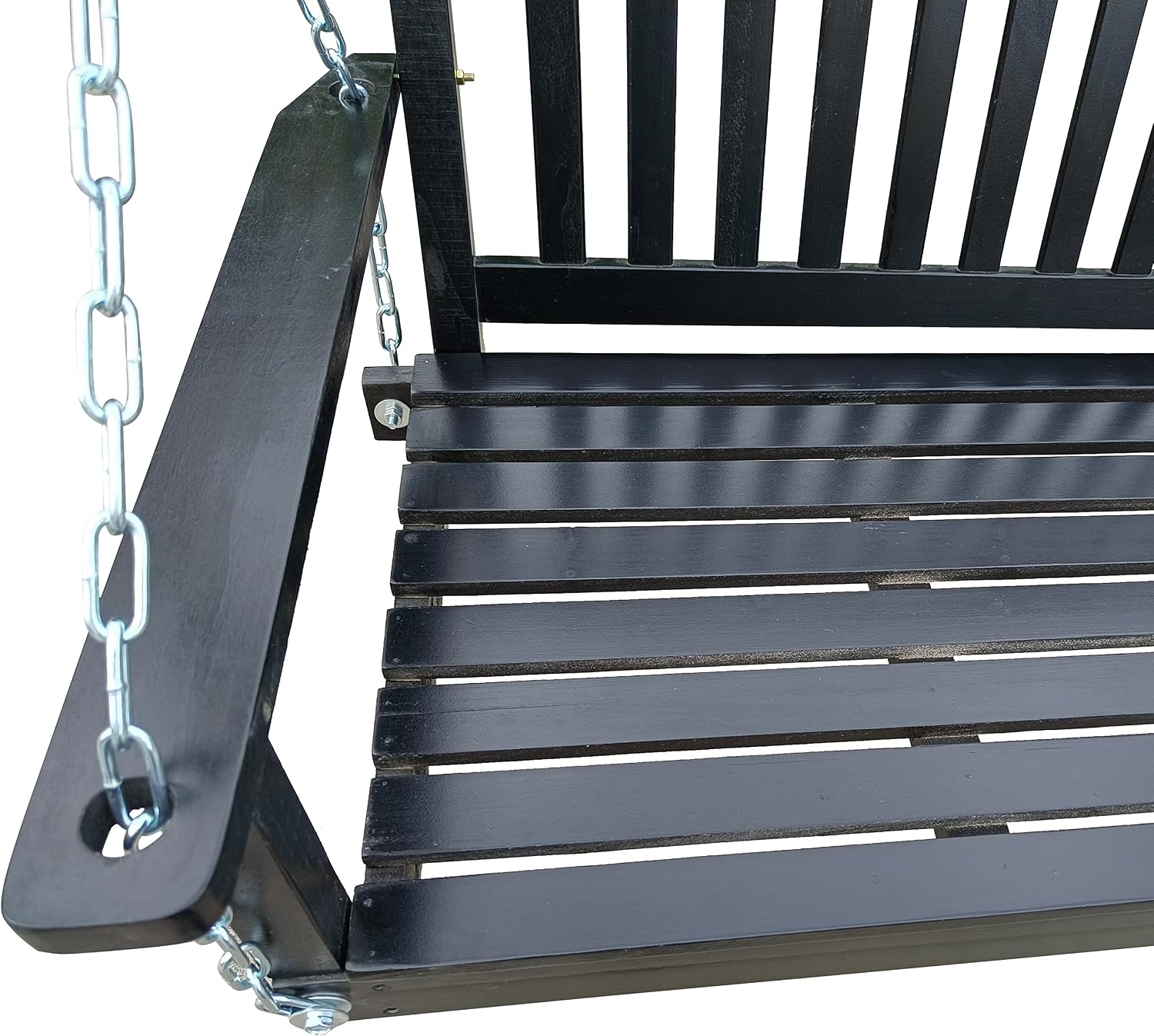 Front Porch Swing with Armrests, Wood Bench Swing with Hanging,for Outdoor Patio,Garden Yard, Porch, Backyard, or sunroom,Easy to Assemble (Black)