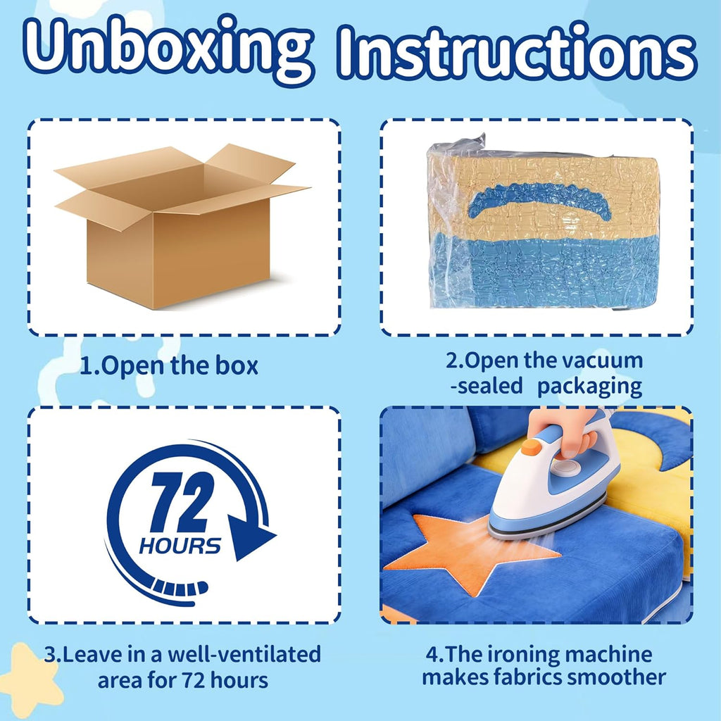 11Pcs Modular Kids Play Couch, Indoor Child Sectional Sofa for Toddlers over 1 year old, Kids Couch for Playroom Living Room, Convertible Foam Climbing Blocks Sofa for Boys and Girls, Stars and Moon